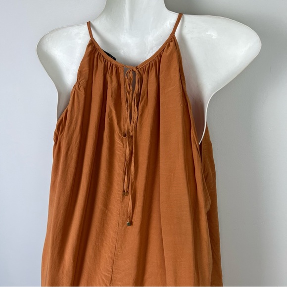 Witchery Women’s Top Bronze Orange Rust Tie Neck Trapeze & Swing Size S 10 - Picture 7 of 11